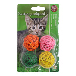 Kattenspeelgoed Rotanbal met Bel Assorti 4 st