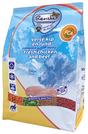 Renske hondenvoer Vers Ingevroren kip & rund 600 gr