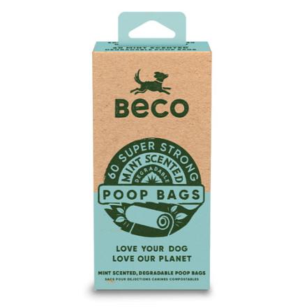 Beco Pets afbreekbare poepzakjes mint geur travel pack <br>4 x 15 st