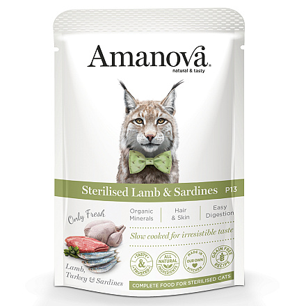Amanova Kattenvoer Sterilised Lamb & Sardines 85 gr