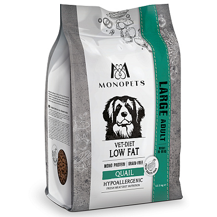 Monopets Hondenvoer Vet-Diet Large Low Fat Quail 12,5 kg