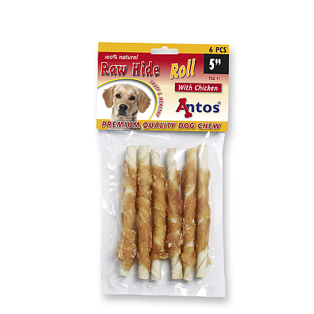 Antos Rawhide White Roll met Chicken <br>13 cm 6 st