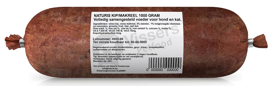 Naturis Vers Vlees voeding Kip/Makreel 1000 gr